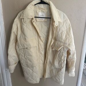 Anthropologie Cream Puffer Jacket